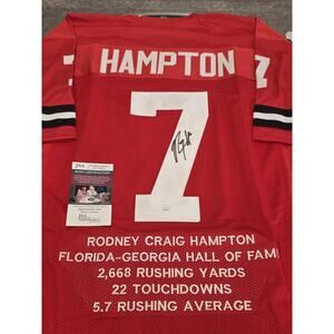 Rodney Hampton Autographed/Signed Jersey JSA COA Red Custom Jersey